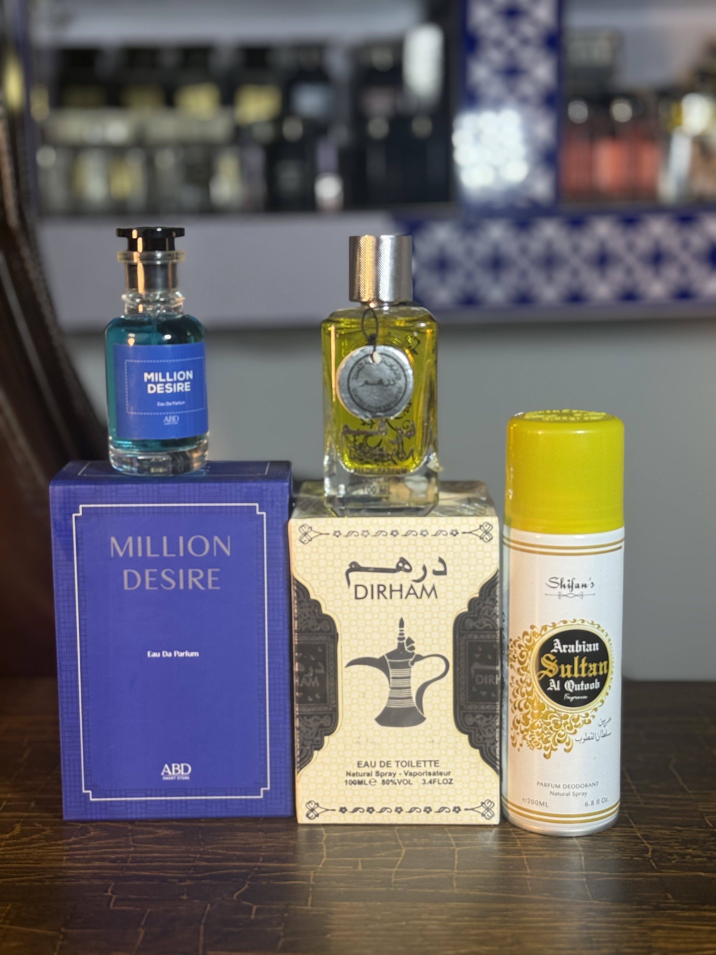 3 perfumes deal ( million desire + dirham + bodyspray)